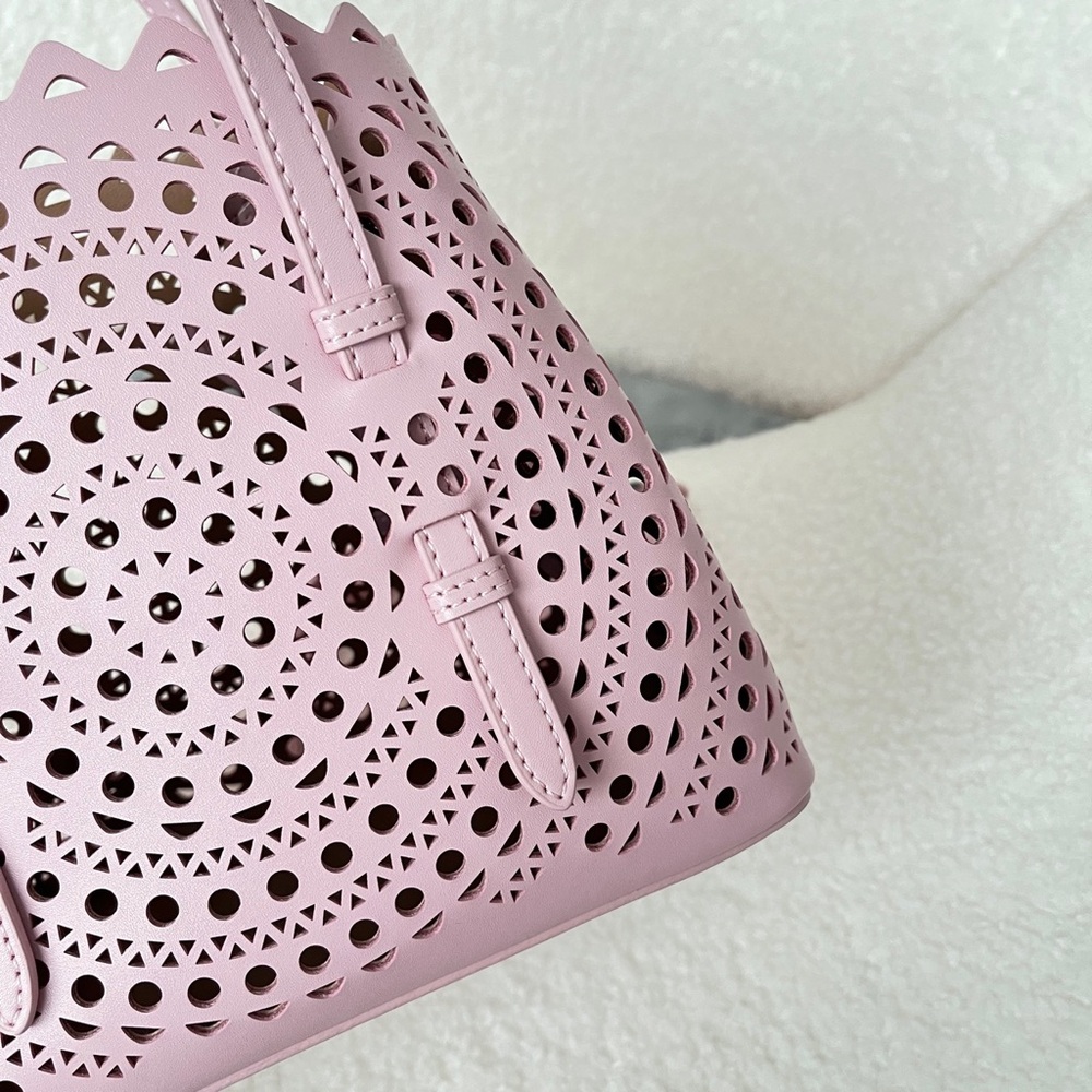 Alaia Blush Pink Laser-Cut Mini Crossbody with Matching Wallet - Picture 3 of 9